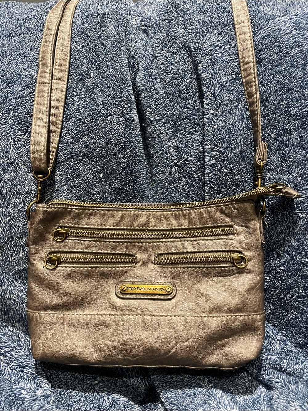 Stone Mountain Accessories Metallic Taupe Crossbody Purse